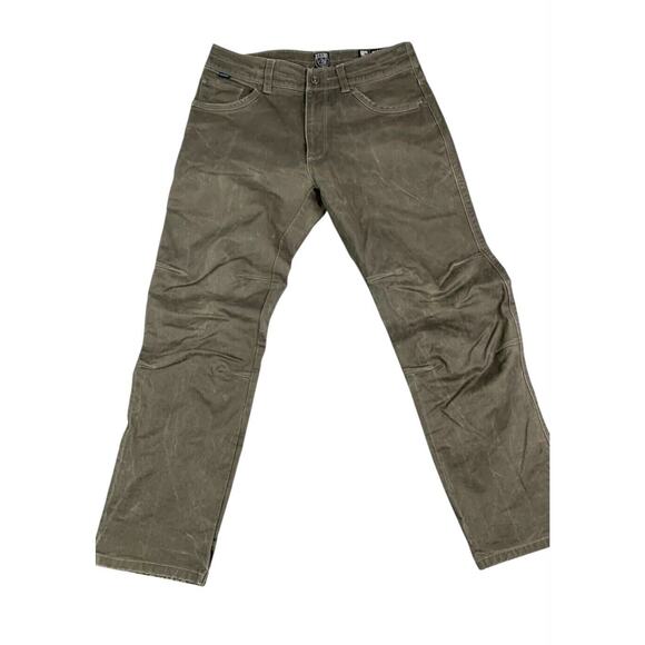 Kuhl Rydr Pants Mens 32x30 Vintage Patina Dye Pants Olive Green Duck Rip Stop